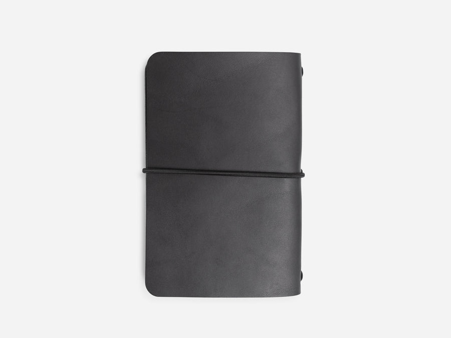 Leather Notebook Cover in Black Harness