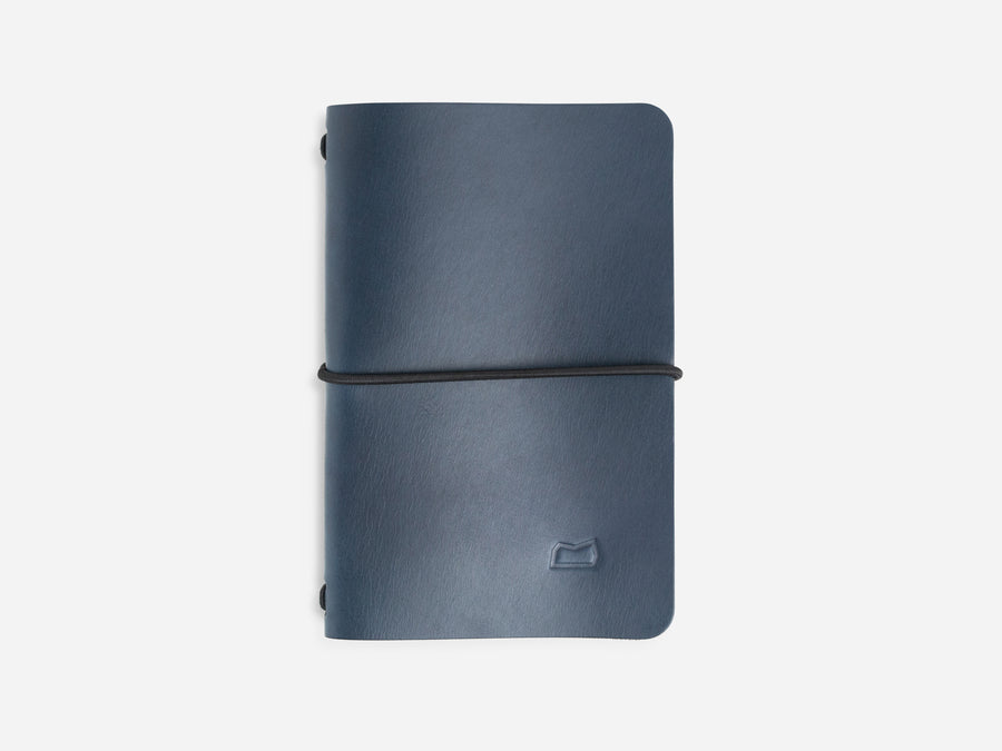 Leather Notebook Cover in Navy Bridle