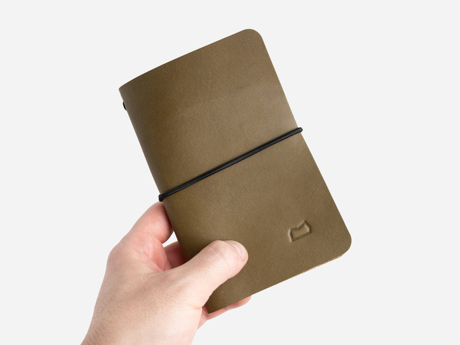 Leather Notebook Cover in Olive Bridle