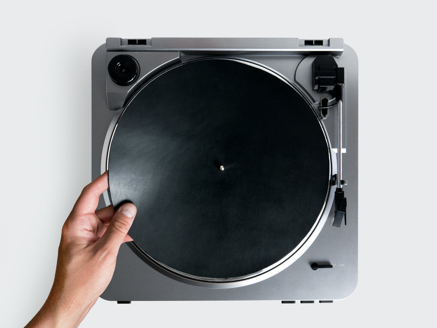 Leather Turntable Mat in Black