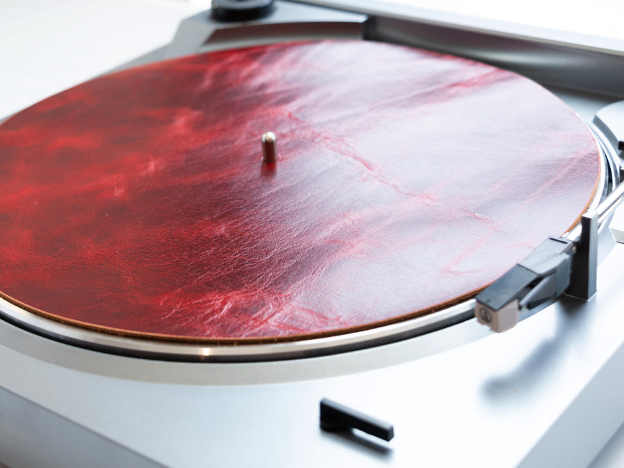 Leather Turntable Mat in Ruby Fuego - Limited Edition